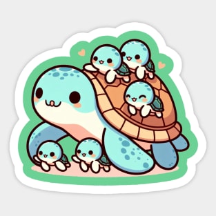 Turtle Mom and Babies (2) Sticker